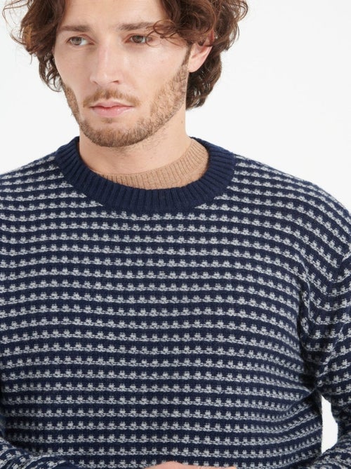 Pull col rond homme 100% cachemire 4 fils bleu - ZACH 3 - Kiabi
