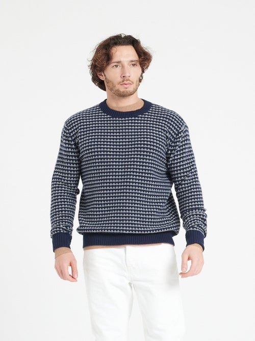Pull col rond homme 100% cachemire 4 fils bleu - ZACH 3 - Kiabi