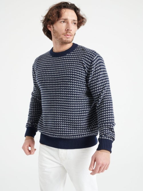 Pull col rond homme 100% cachemire 4 fils bleu - ZACH 3 - Kiabi