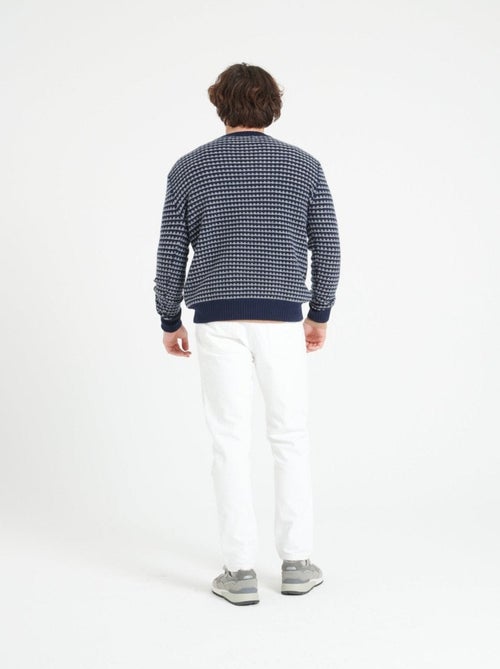Pull col rond homme 100% cachemire 4 fils bleu - ZACH 3 - Kiabi