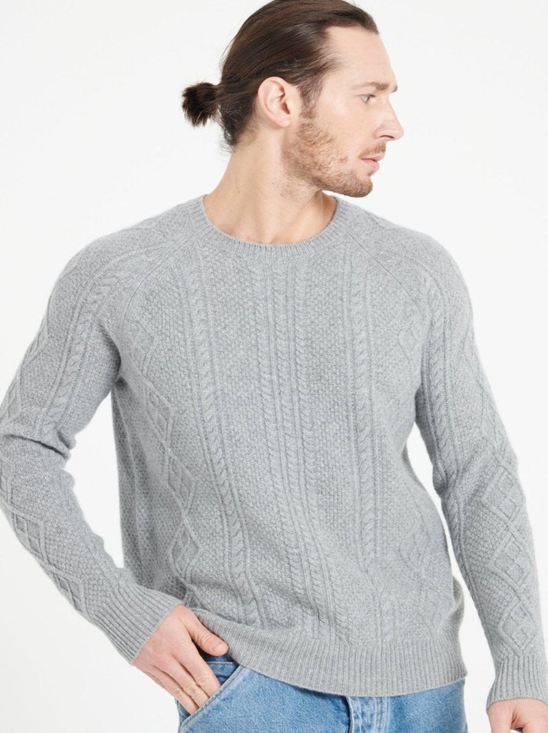 Pull col rond homme 100% cachemire 6 fils - ZACH 1 Gris clair - Kiabi