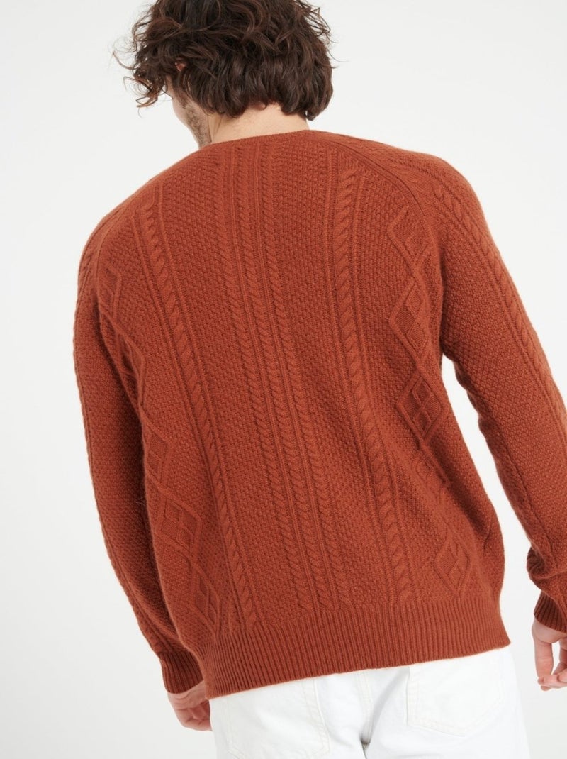 Pull col rond homme 100% cachemire 6 fils - ZACH 1 Terracotta - Kiabi