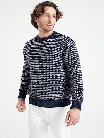 Pull col rond homme en cachemire 4 fils bleu - ZACH 3