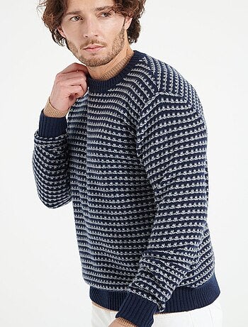 Pull col rond homme en cachemire 4 fils bleu - ZACH 3