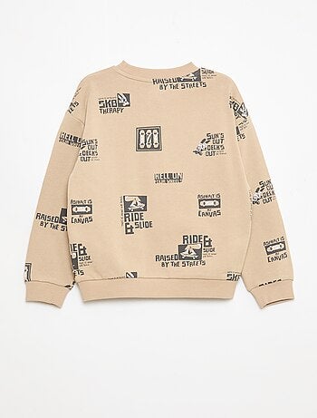 Pull col rond imprimé en coton