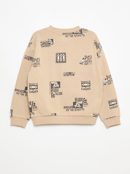 Pull col rond imprimé en coton - Kiabi