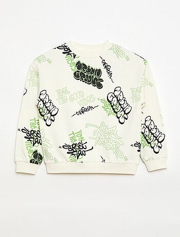 Pull col rond imprimé en coton