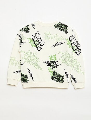 Pull col rond imprimé en coton