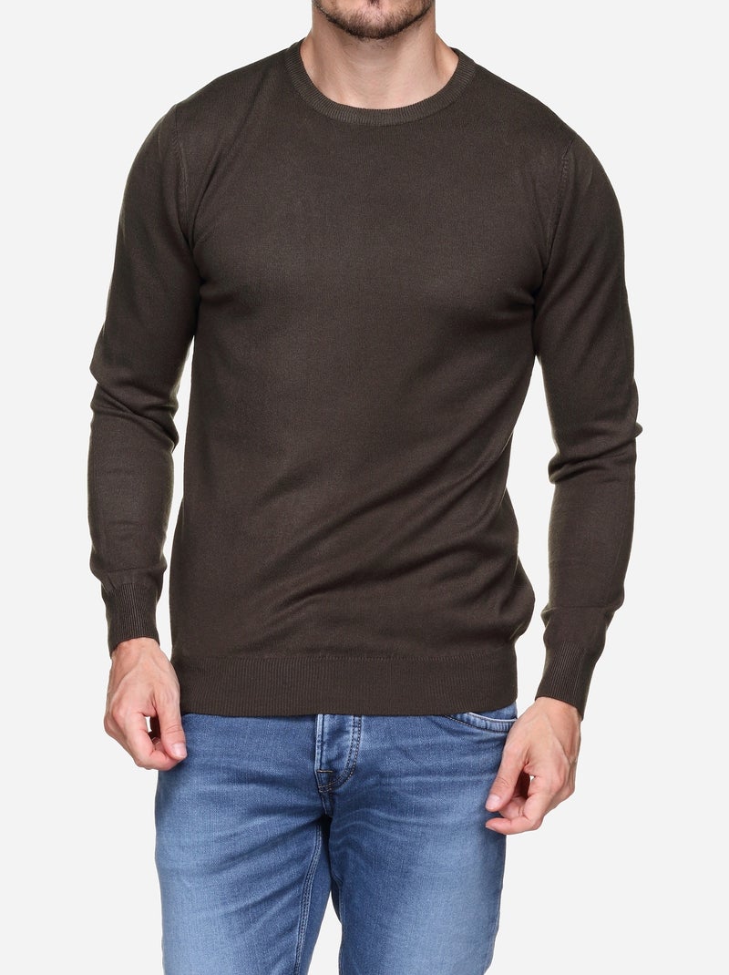 Pull col rond Kaki - Kiabi