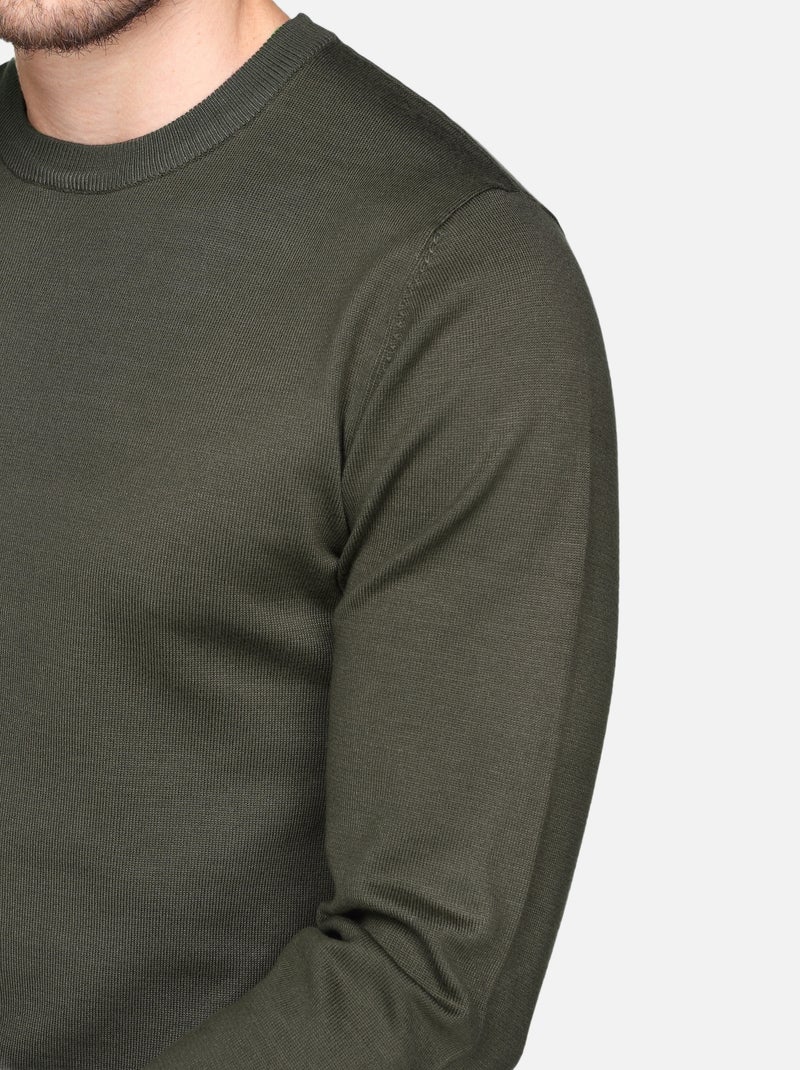 Pull col rond Kaki - Kiabi