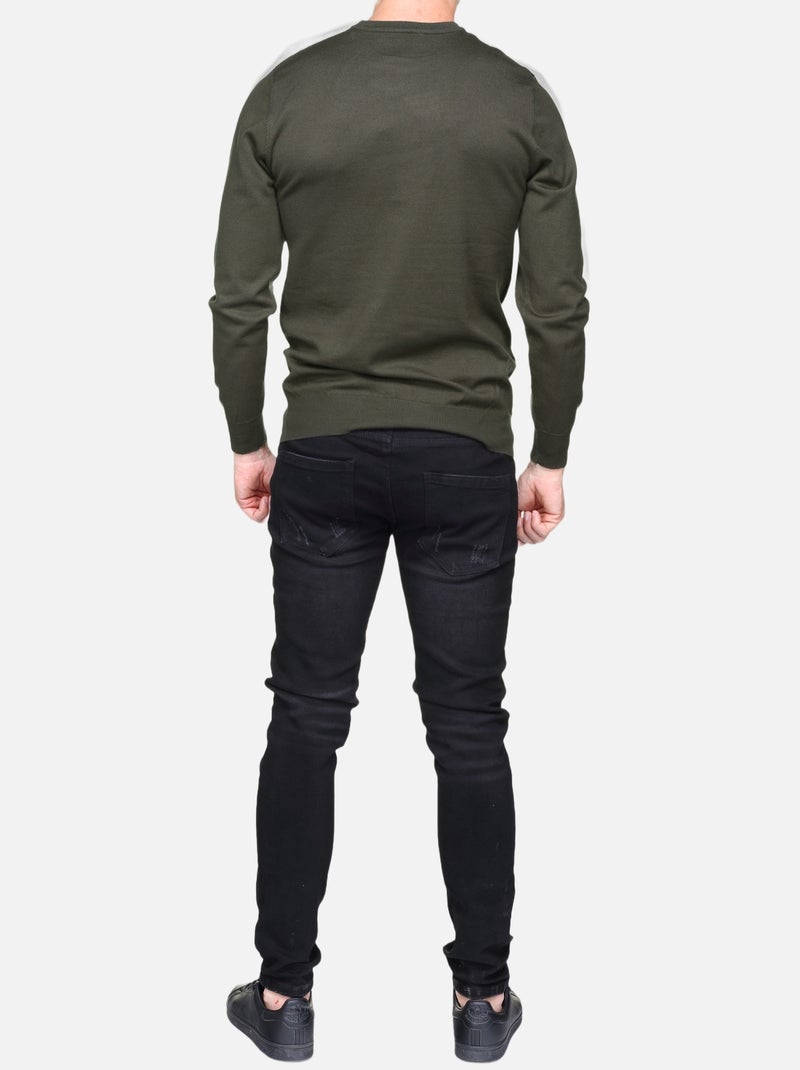 Pull col rond Kaki - Kiabi