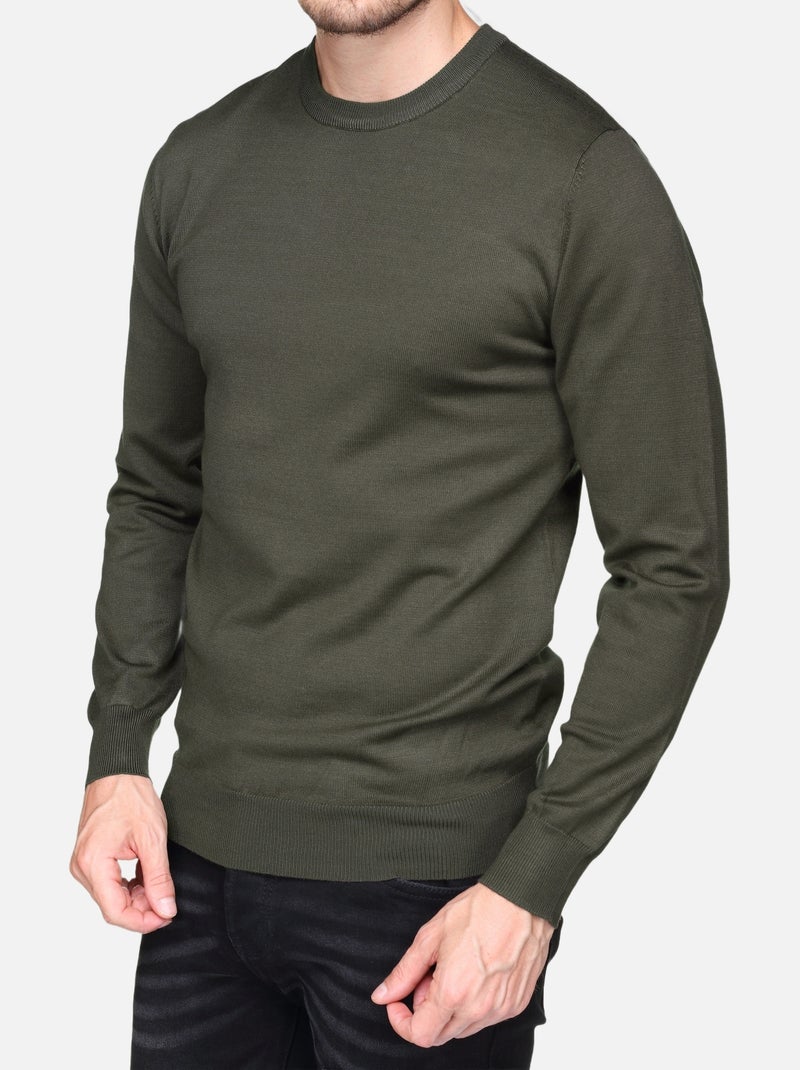 Pull col rond Kaki - Kiabi