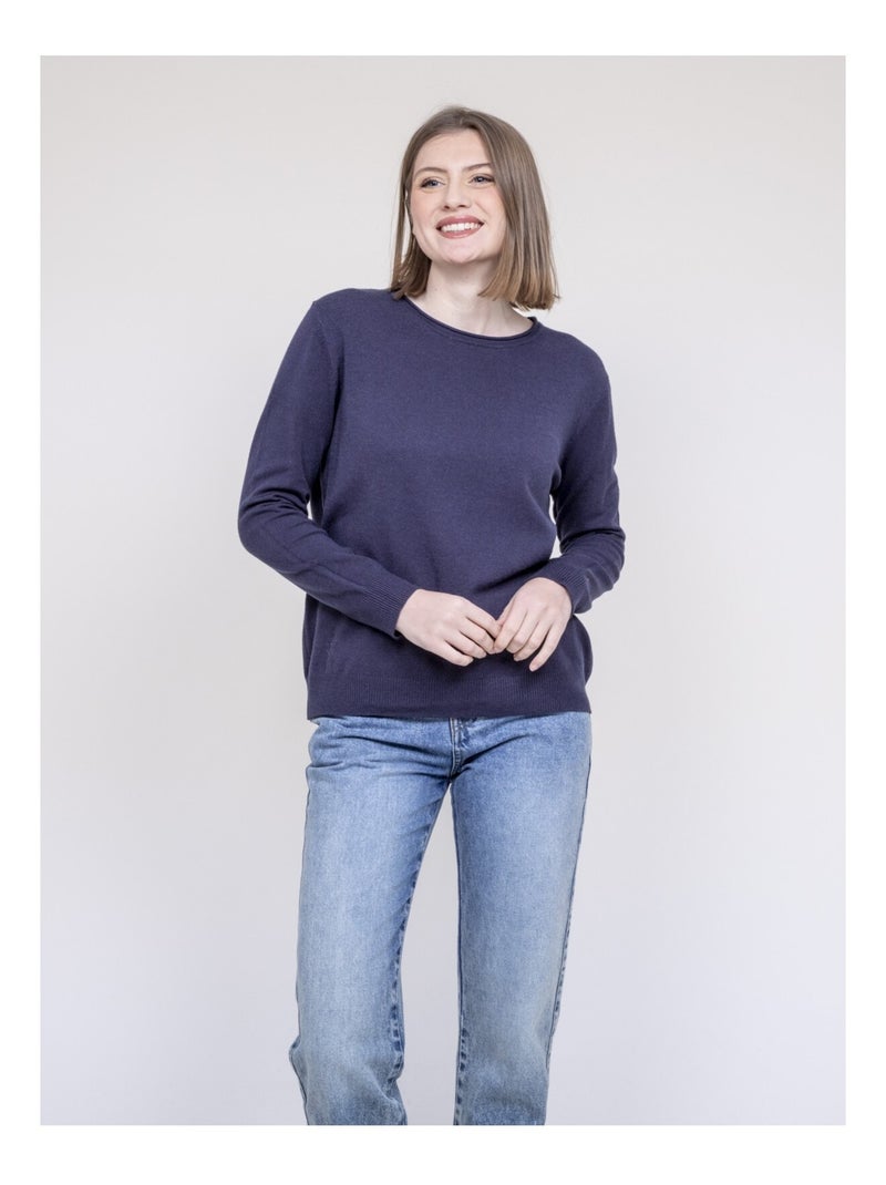 Pull col rond KATOLIE Bleu marine - Kiabi