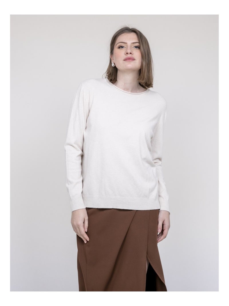 Pull col rond KATOLIE Ecru - Kiabi