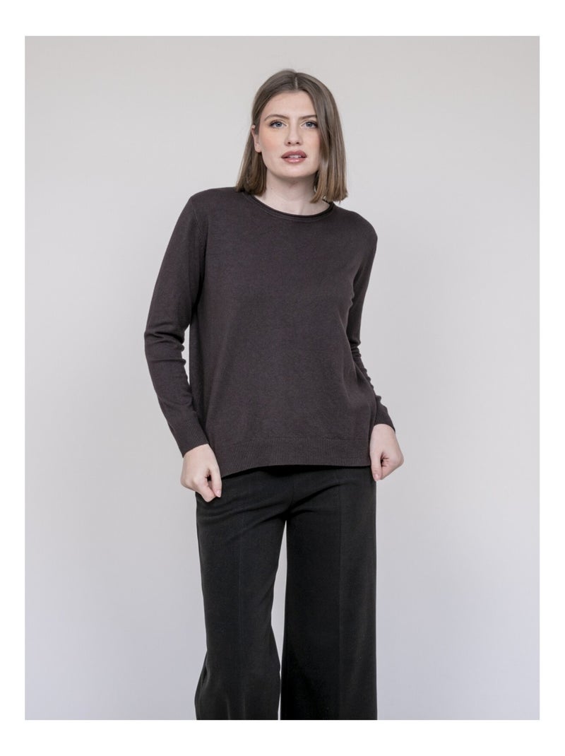 Pull col rond KATOLIE Marron - Kiabi