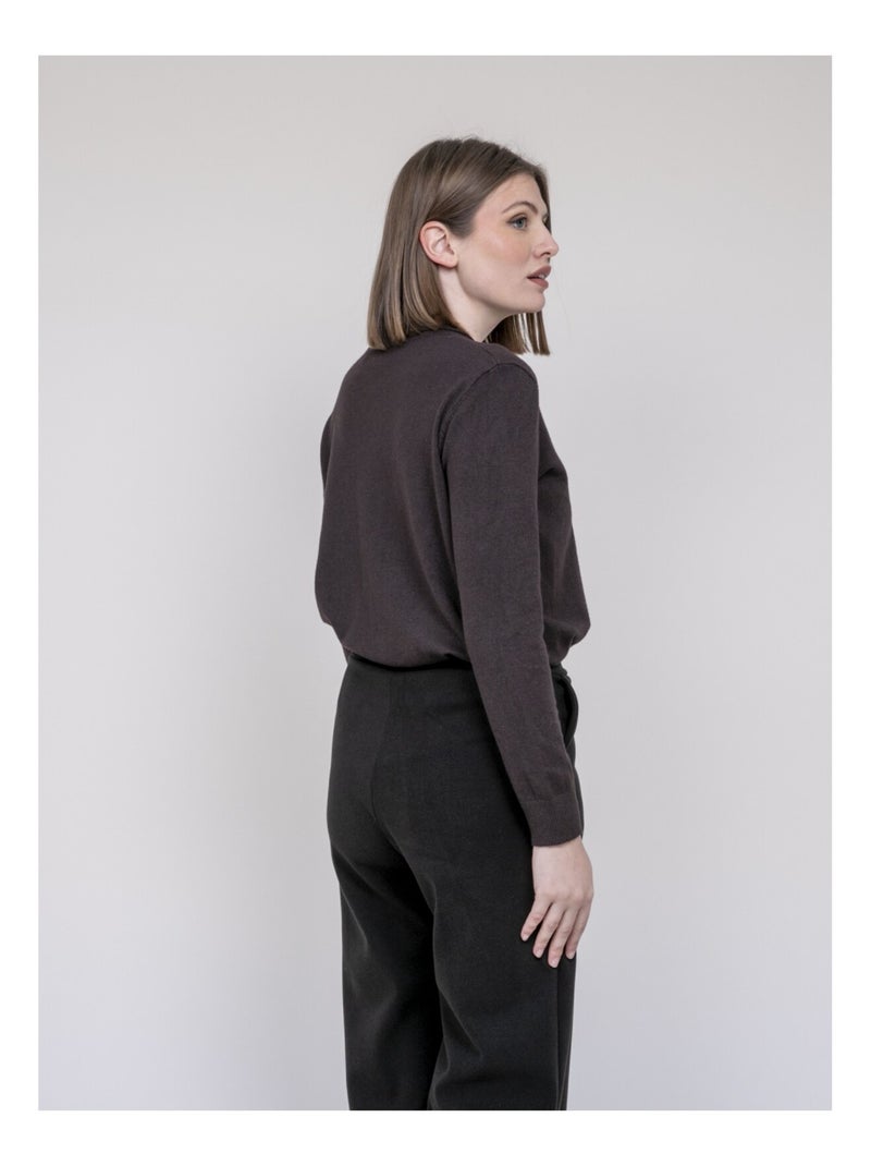 Pull col rond KATOLIE Marron - Kiabi