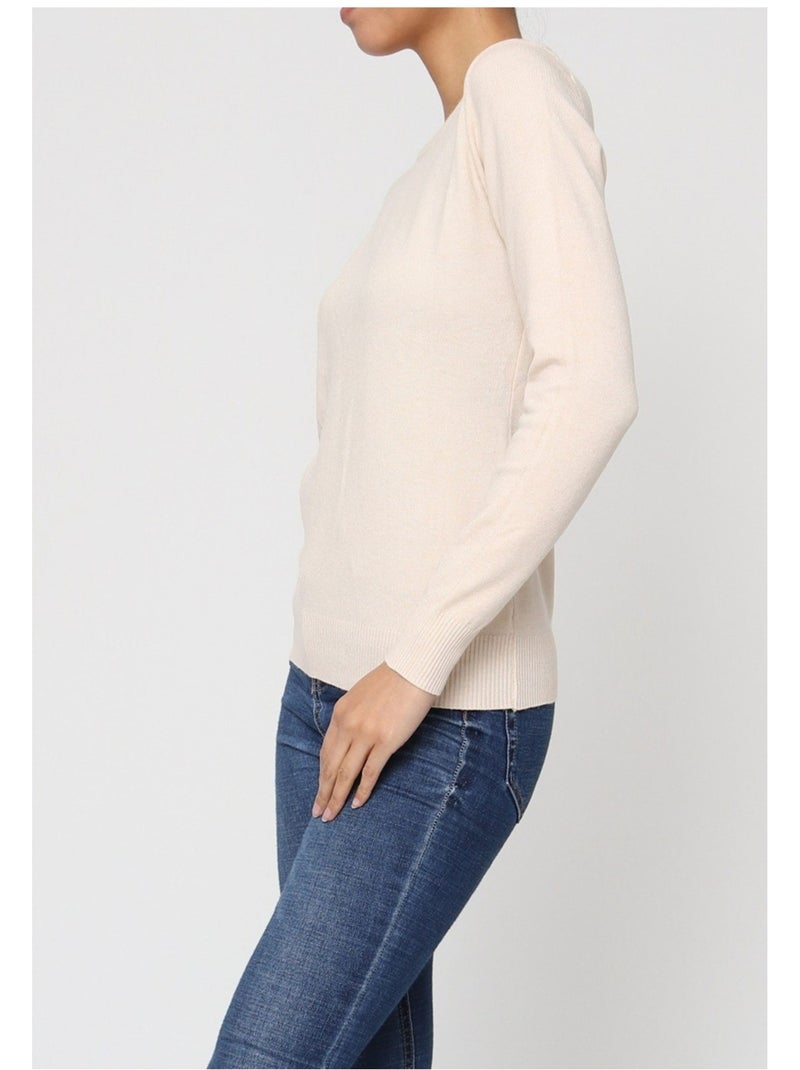 Pull Col Rond Kebello Beige - Kiabi