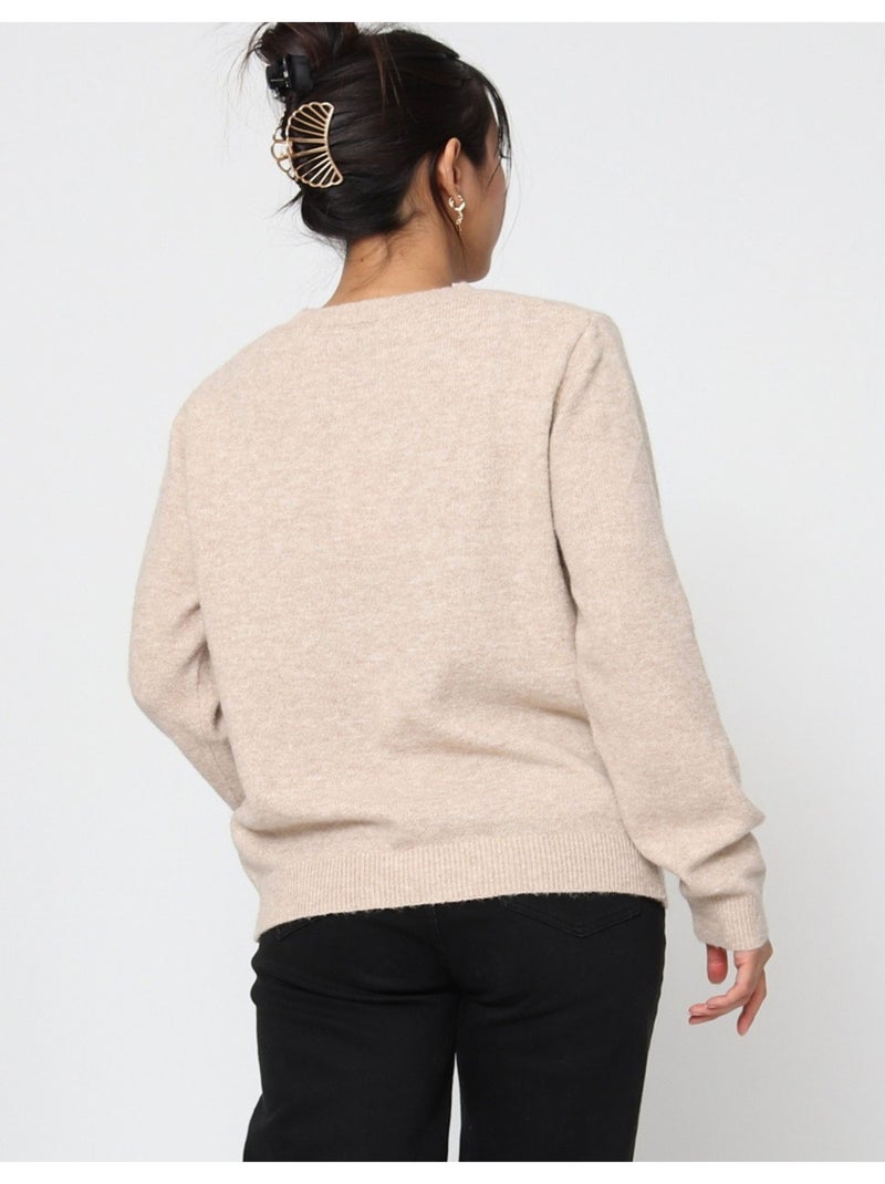 Pull Col Rond Kebello Beige - Kiabi