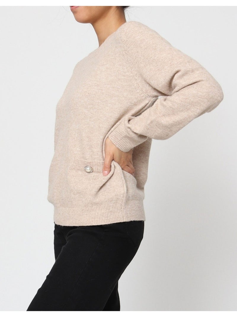 Pull Col Rond Kebello Beige - Kiabi