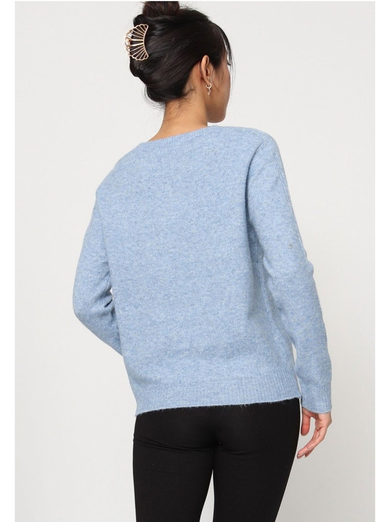 Pull Col Rond Kebello Bleu ciel - Kiabi