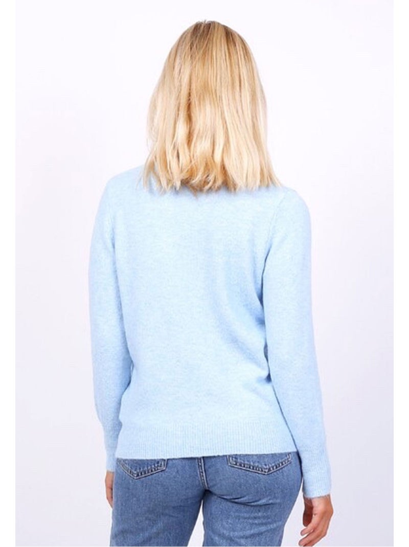 Pull Col Rond Kebello Bleu ciel - Kiabi