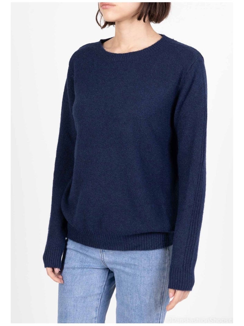 Pull Col Rond Kebello Bleu marine - Kiabi