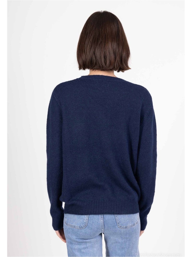 Pull Col Rond Kebello Bleu marine - Kiabi