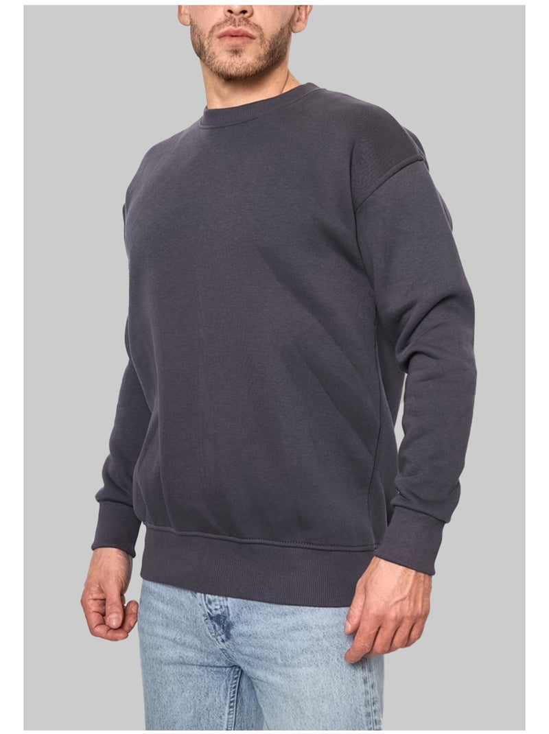 Pull Col Rond Kebello gris anthracite - Kiabi