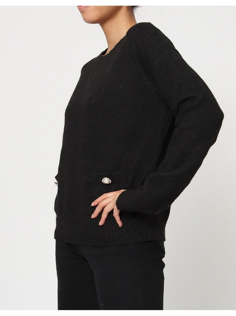 Pull Col Rond Kebello Noir Noir - Kiabi