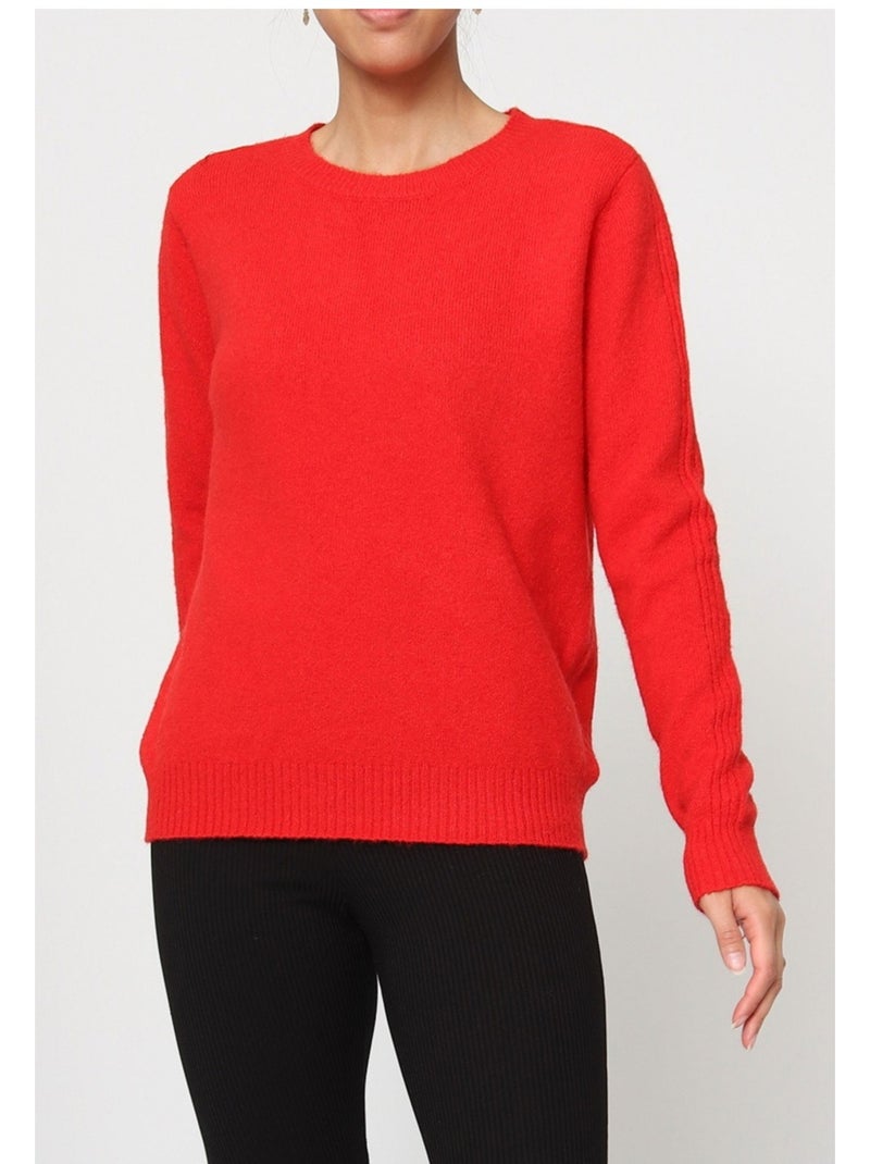 Pull Col Rond Kebello Rouge - Kiabi
