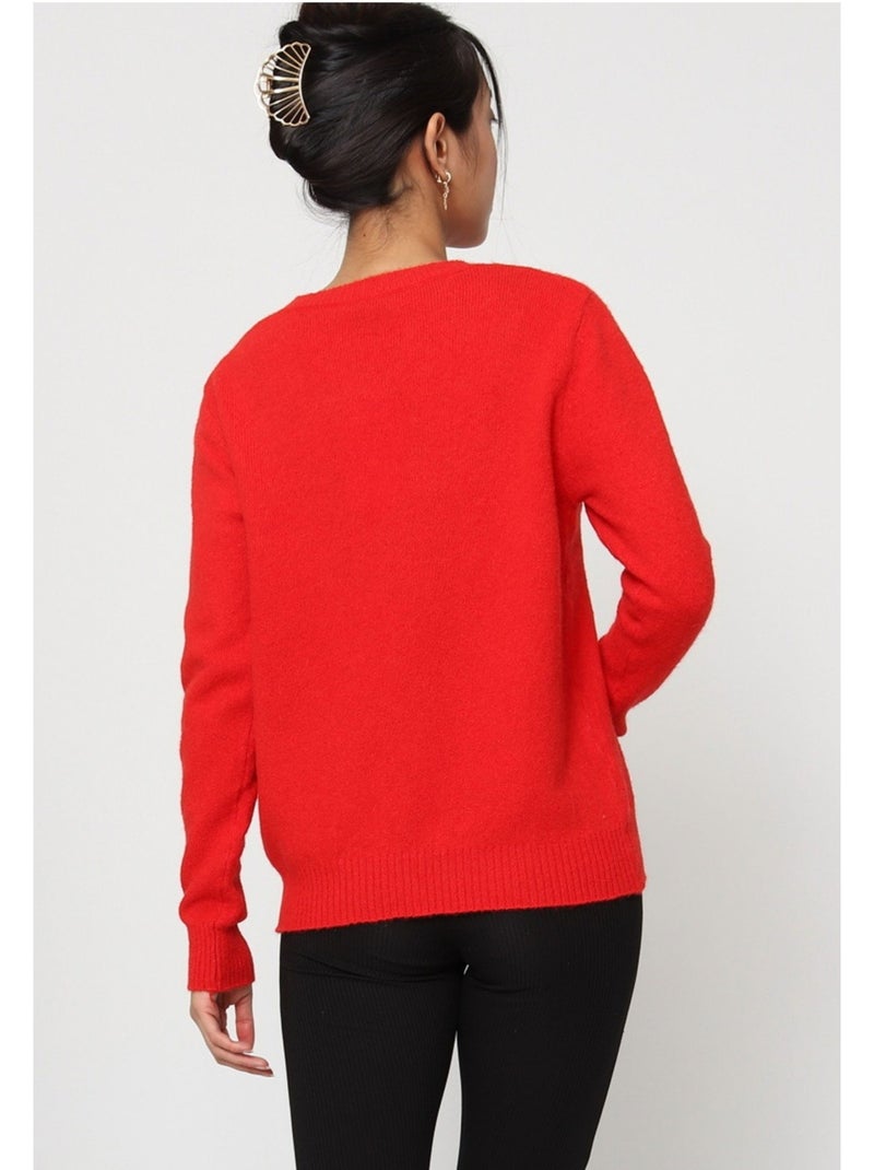 Pull Col Rond Kebello Rouge - Kiabi