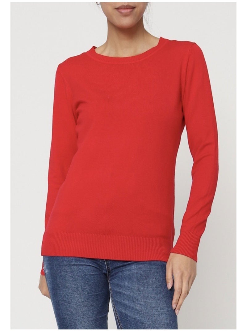 Pull Col Rond Kebello Rouge - Kiabi