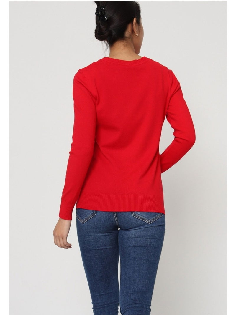 Pull Col Rond Kebello Rouge - Kiabi