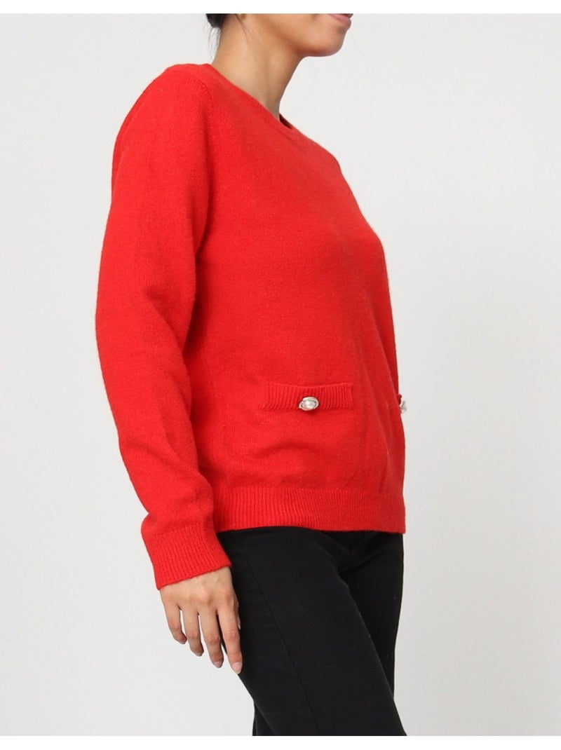 Pull Col Rond Kebello Rouge - Kiabi