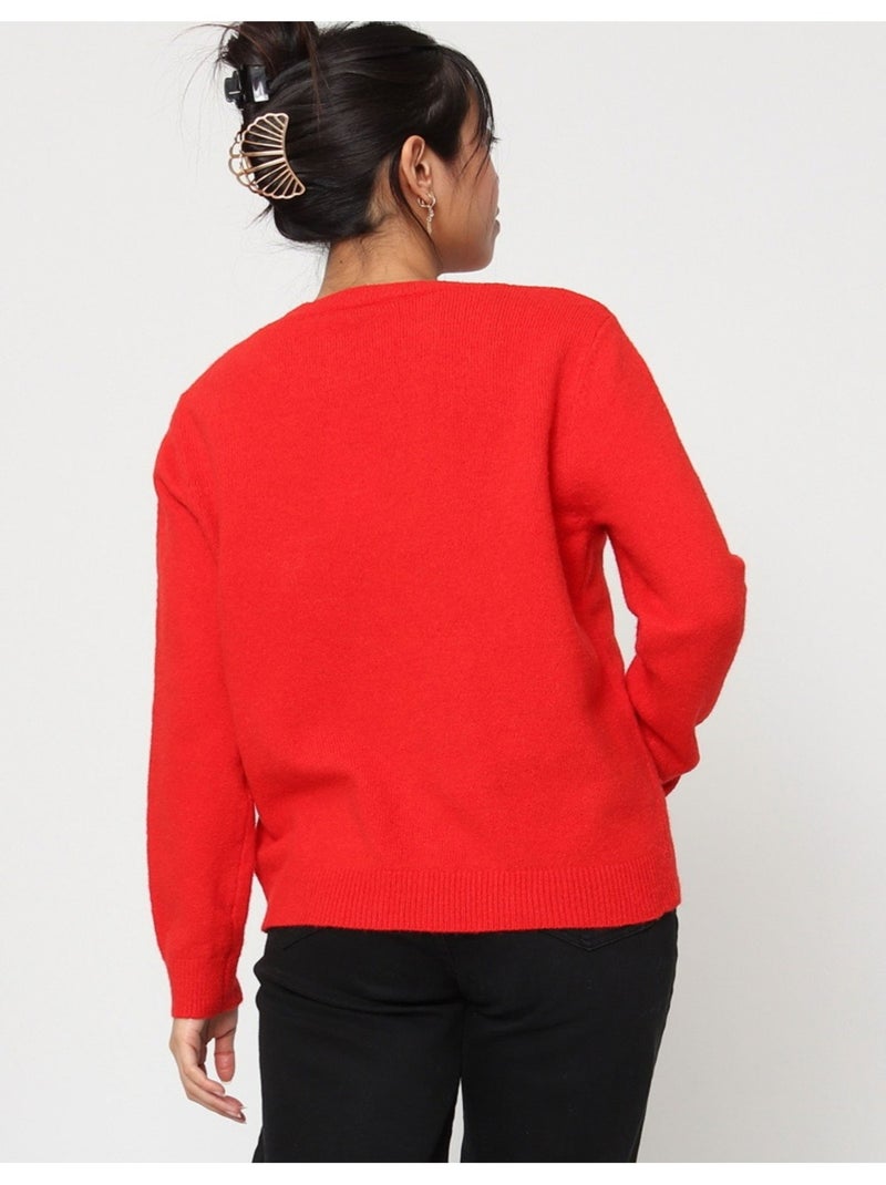 Pull Col Rond Kebello Rouge - Kiabi