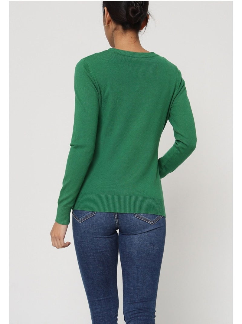 Pull Col Rond Kebello Vert - Kiabi