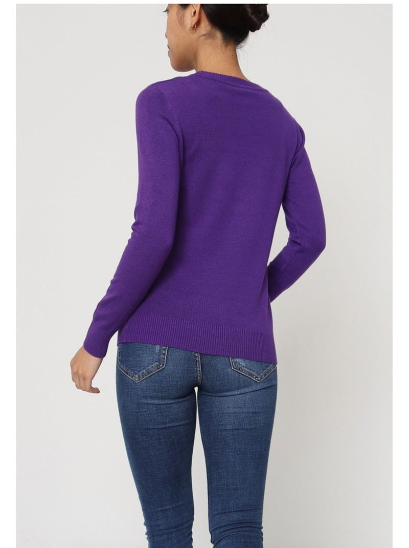 Pull Col Rond Kebello Violet - Kiabi