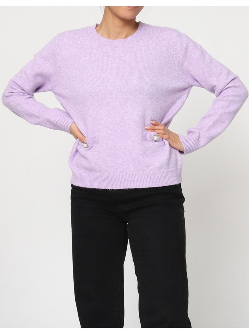 Pull Col Rond Kebello Violet - Kiabi