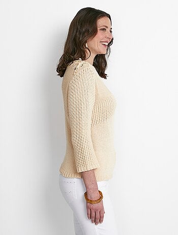 Pull col rond laçage fantaisie - Afibel