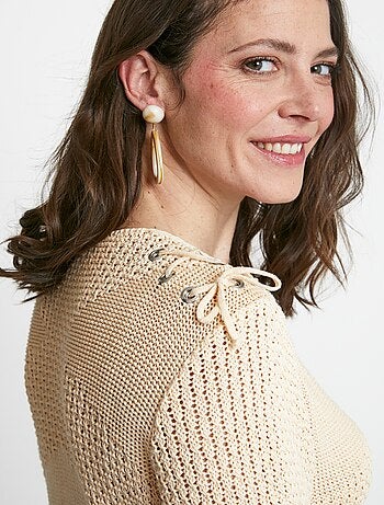 Pull col rond laçage fantaisie - Afibel