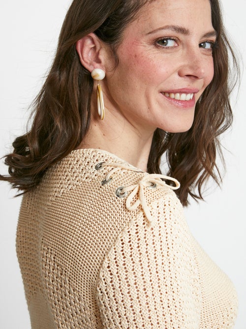 Pull col rond laçage fantaisie - Afibel - Kiabi