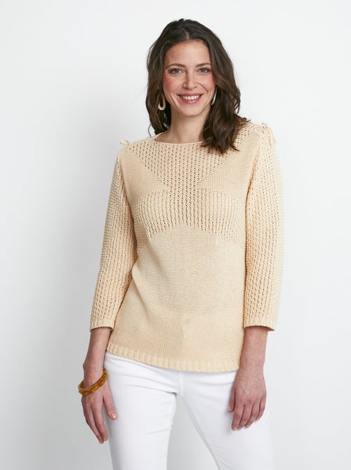 Pull col rond laçage fantaisie - Kiabi