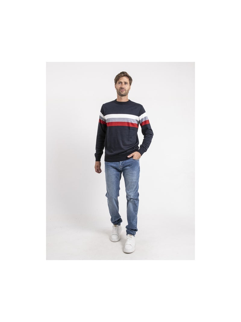 Pull col rond LENIWALY Bleu marine - Kiabi