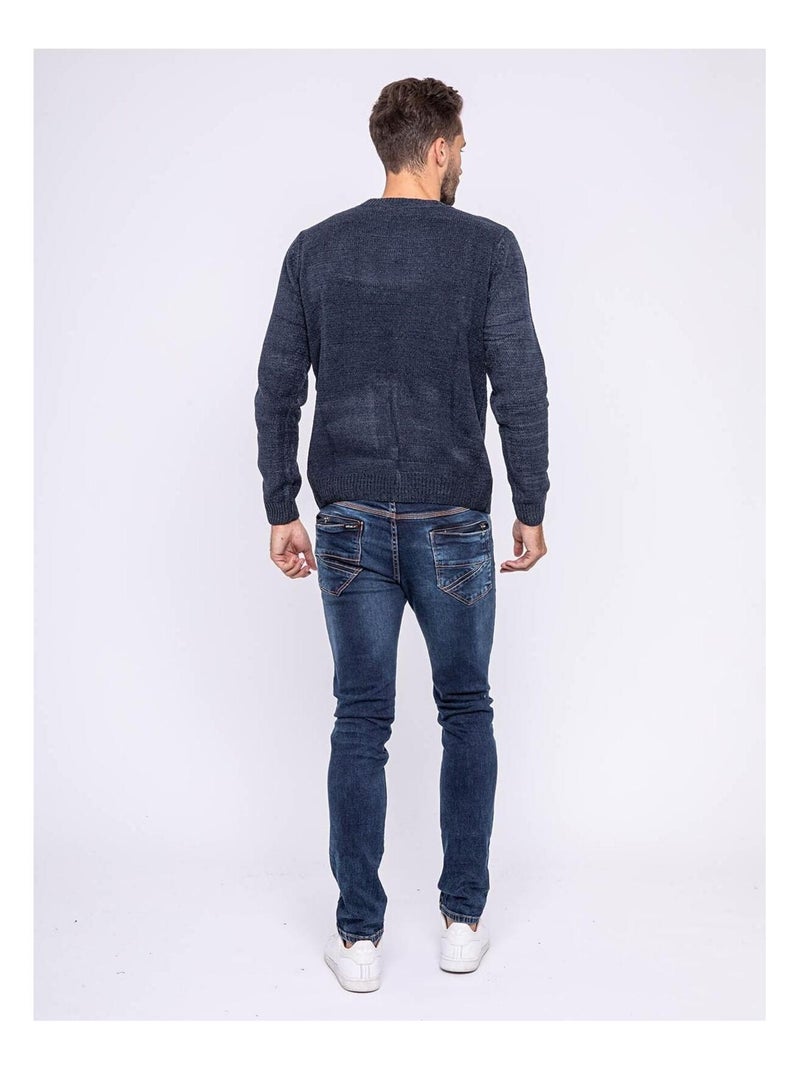 Pull col rond LOGILI Bleu marine - Kiabi