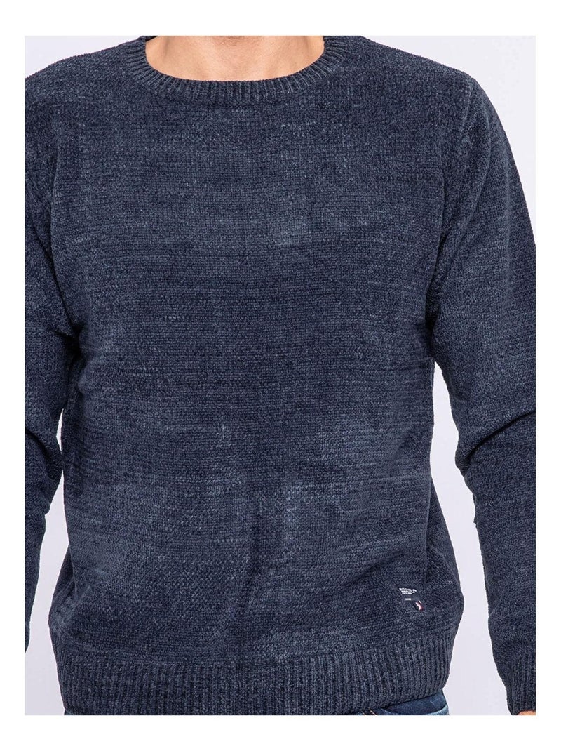 Pull col rond LOGILI Bleu marine - Kiabi