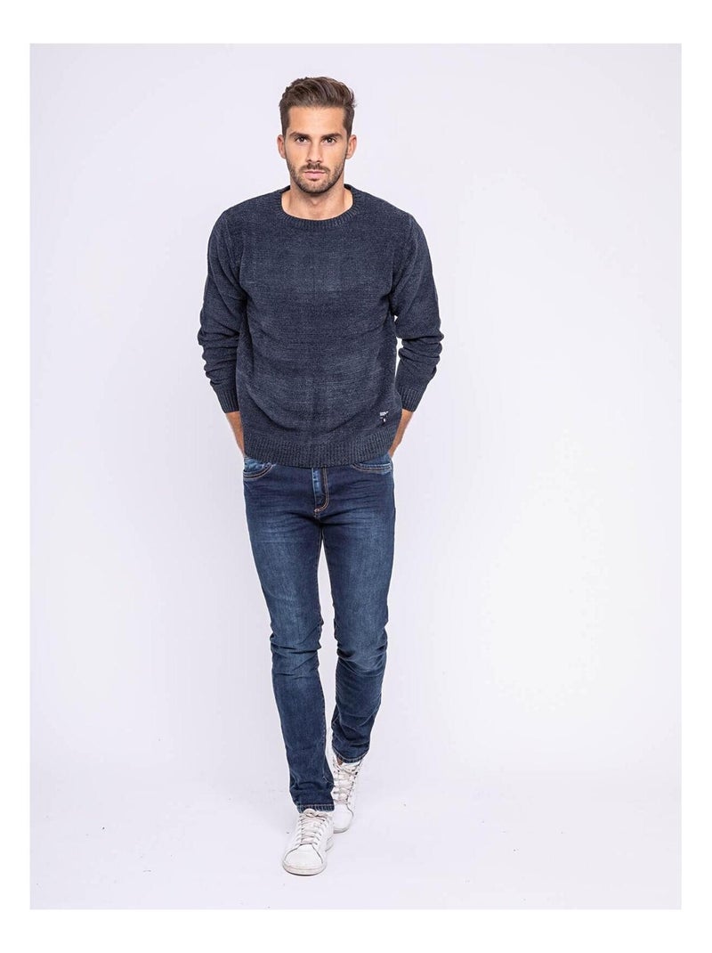 Pull col rond LOGILI Bleu marine - Kiabi