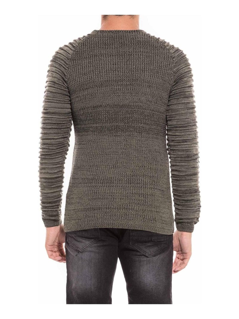 Pull col rond LOURSON Kaki - Kiabi