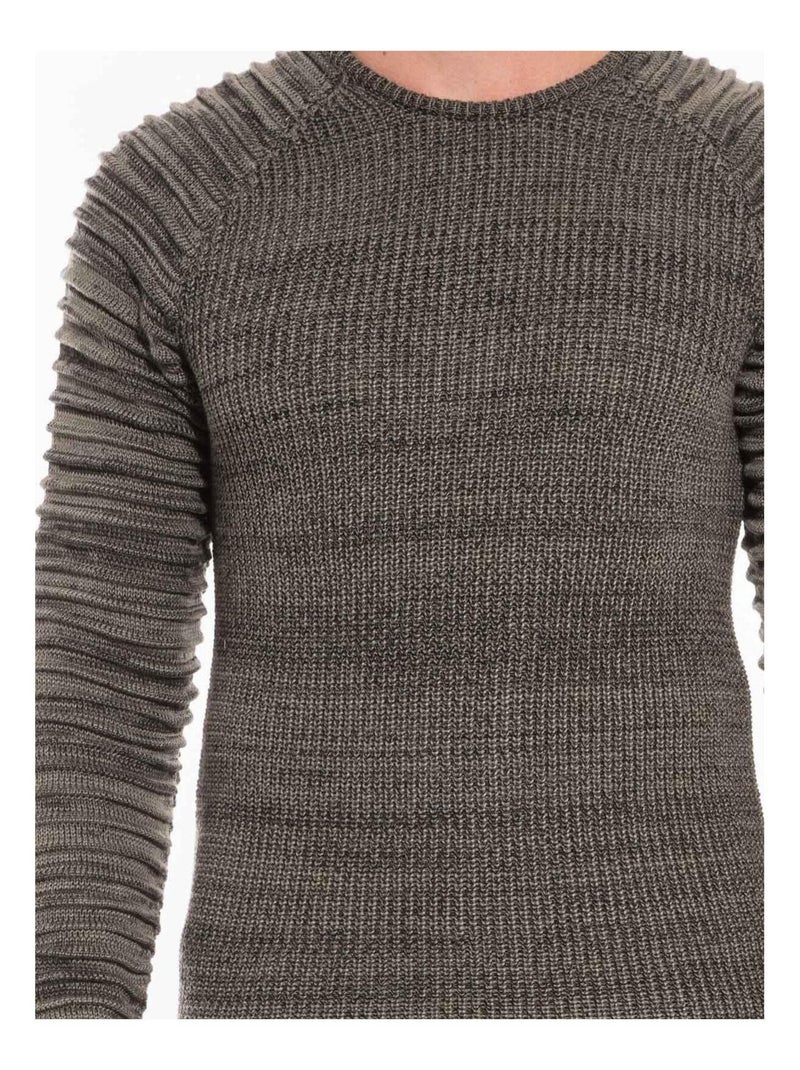 Pull col rond LOURSON Kaki - Kiabi