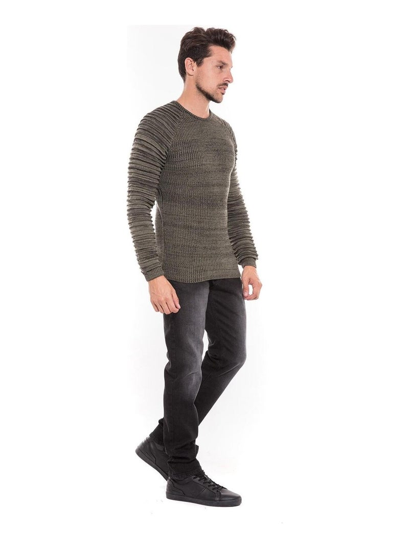 Pull col rond LOURSON Kaki - Kiabi