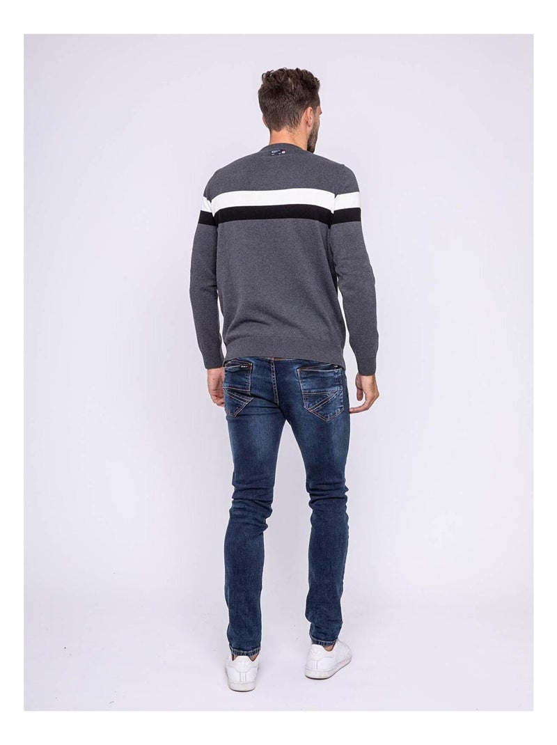 Pull col rond LUFAROL Gris foncé - Kiabi